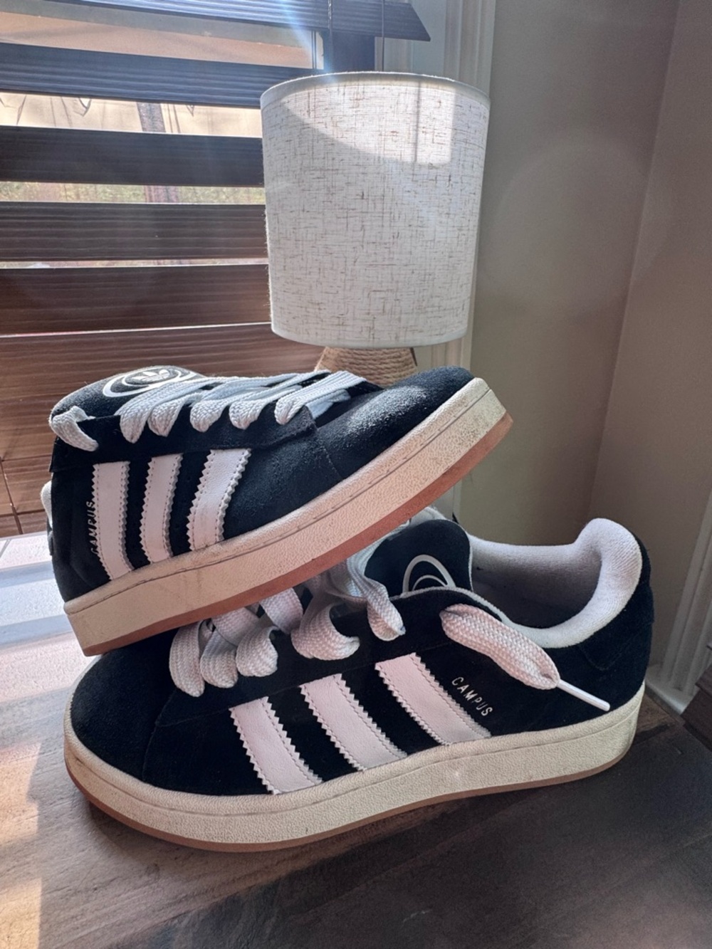 adidas Campus Suede Sneaker - Black & White with Gum Sole-price firm - Picture 2 of 11